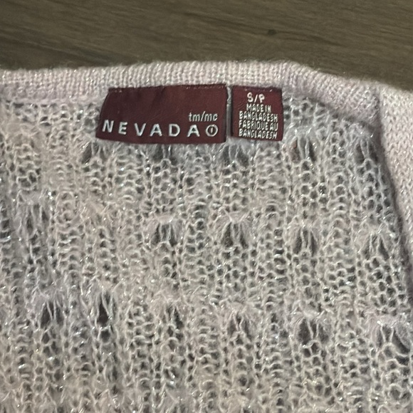 Nevada women’s crocheted sweaterer, long swoop neckline, small, lilac shimmer - Picture 3 of 7